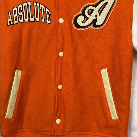 Absolute Streetwear Men’s S Orange & White Varsity Letterman Jacket MINT - Picture 7 of 8